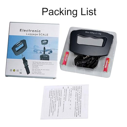 Handheld Digital Luggage Scale with Grip for Travel Portable Electronic Weighing Suitcase and Bag 110Lb/50kg Black