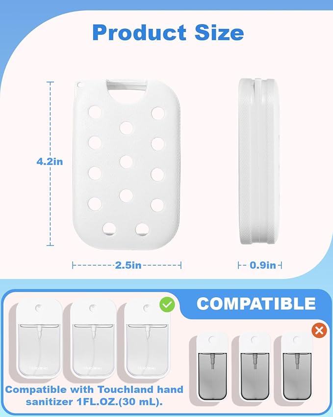 Palksky Hand Sanitizer Spray Case for Touchland,Hand Sanitizer Case with Keychain Holder for Power Mist and Glow Mist1 fl OZ Travel Size(White),Not Include Spray