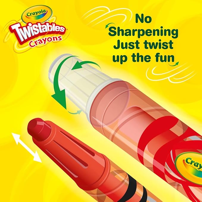 Crayola Twistables Crayons for Kids (24ct) School Supplies for Toddlers, Less Mess Coloring, Gifts for Boys & Girls, Ages 3, 4, 5