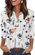 OFEEFAN Womens Tops 3/4 Sleeve Henley Shirts for Women Summer Outfits Fashion Clothing
