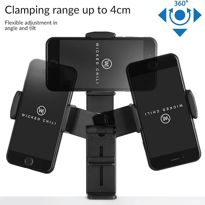 Wicked Chili 1x Airplane in Flight Phone Holder | Travel Essential Gadget for Plane | Universal Foldable Pocket Size Smartphone Mount | 360° Rotation | Train Work Monitor Kitchen & Video (Patented)
