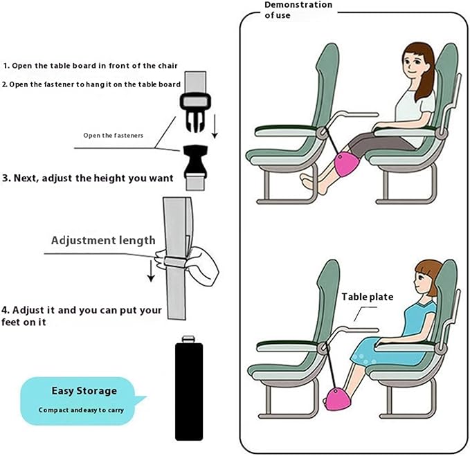 Travel Foot Hammock for Long Trip Airplanes Train Office Lightweight Practical Mesh Fabric Foldable Compact Rest Comfortable Rest for Long