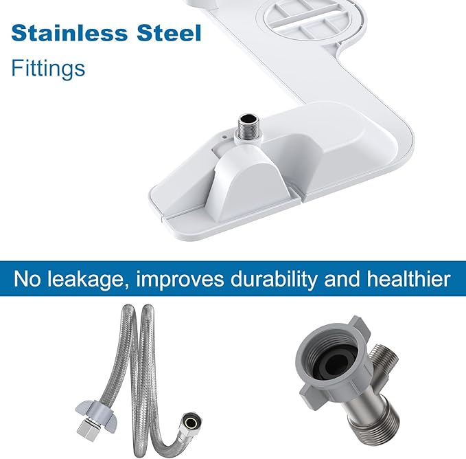 Toilet Bidet Attachment, Non-Electric Dual Nozzle (Feminine/Bidet Wash), Self-Cleaning Fresh Cold Water Sprayer Bidets for Toilets with Adjustable Water Pressure (Paddle Shifters, White)