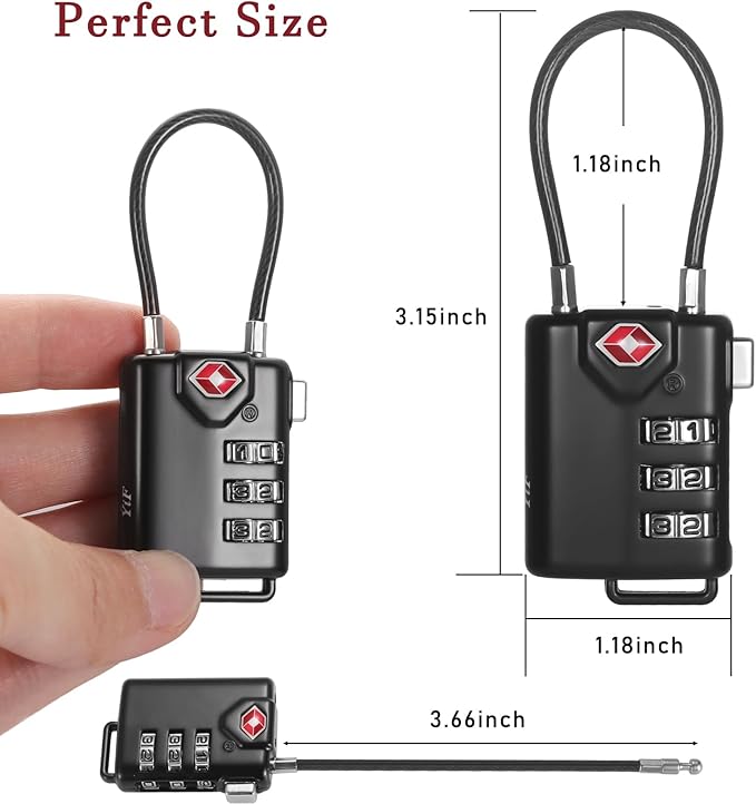 2 PCS TSA Locks for Luggage, Small Combination Lock,Luggage Locks TSA Approved, for Locker Lock, Travel Suitcase, Gun Case, Backpack Zipper, Ammo Can, with 2PCS Spare 007 Master Key