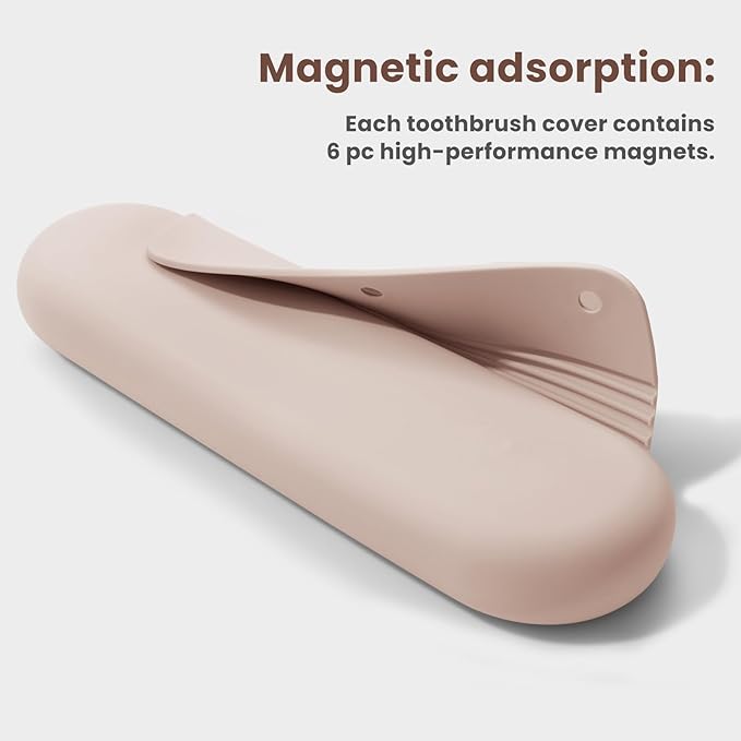 Silicone Electric Toothbrush Travel Case, Manual Toothbrush Travel Cover for Men and Women,Toothbrush Holder for Travel,Gym and More, Fits Most Manual and Electric Toothbrushes - Sand Pink