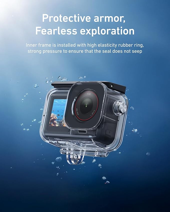 TELESIN Waterproof Case Combo for Action 6 Underwater Housing Shell Cage + Floating Stick 60M/196FT Deep Diving Scuba Snorkeling with Quick Release Bracket Screw Action 6 Accessories