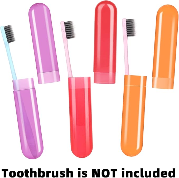 6 Pack Travel Toothbrush Case, Breathable Portable Toothbrush Holder, Plastic Toothbrush Cover Container for Couples Valentine Gifts, Traveling, Bathroom, School, Home, Business, Camping