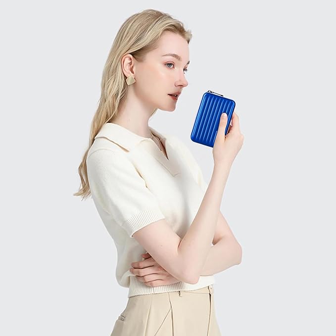 Credit Cards Holder for Women RFID Blocking Aluminum Zipper Wallet Business Card Case Metal ID Case for Men