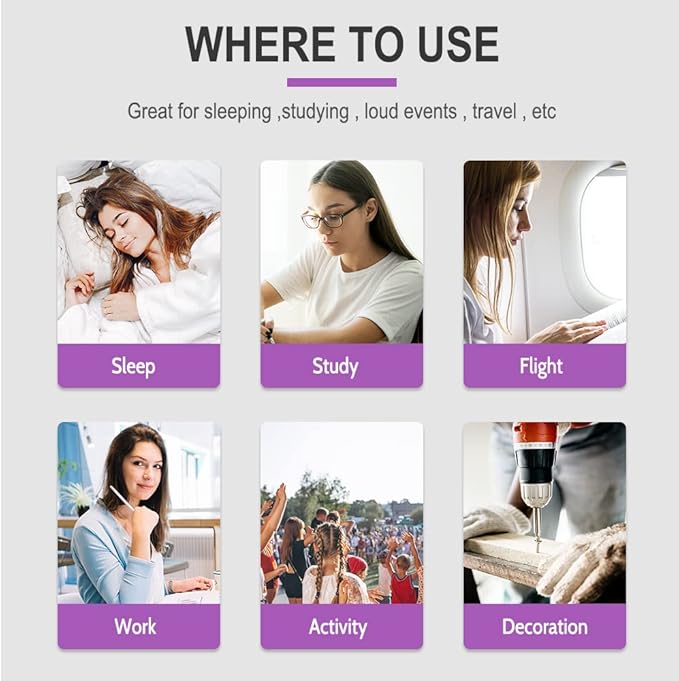 LYSIAN Small Foam Ear Plugs for Small Ear Canals, 100 Pairs Soft Noise Reducing Earplugs for Sleeping, Study, Work, Travel, Women Teens, Purple