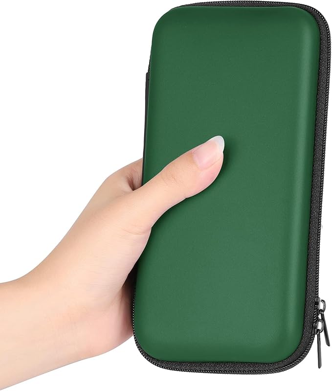 iMangoo Travel Essential Electronics Organizer Pouch Charger Case, Shockproof Dual Zipper Power Bank Cables Tech Accessories Purse, Men & Women Travel Must Have Storage Bag, 6.5x3.2x1 inch Green