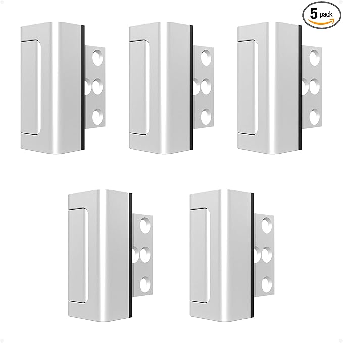 Greatalent 5Pack Home Security Door Reinforcement Lock Childproof, Door Locks for Kids Safety, Door Lock Latch Stopper for Front Door Inside Top of Door, Aluminum Construction Finish