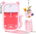 Cat Silicone Case for Touchland Hand Sanitizer Spray with Keychain, Compatible with Power Mist & Glow Mist 1 FL Oz/30ML for Touchland Case, with Charms Accessory Cute Travel Cover Sleeve Pink
