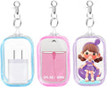Hand Sanitizer Spray Clear Case for 1FL OZ/30ml, 3 Pack Hand Sanitizer Holder Zippered Pouch, Mini Clear Makeup Bag, Figures Display Bag, with Keychain Snap Hook (Pink & Blue & Purple)