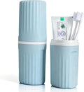 Toothbrush Travel Case, 2 in 1 Portable Travel Toothbrush Case with Mouthwash Cup, Large Capacity Toothpaste & Toothbrush Holder Container for Travel Camping Business Trip School Dorm Bathroom