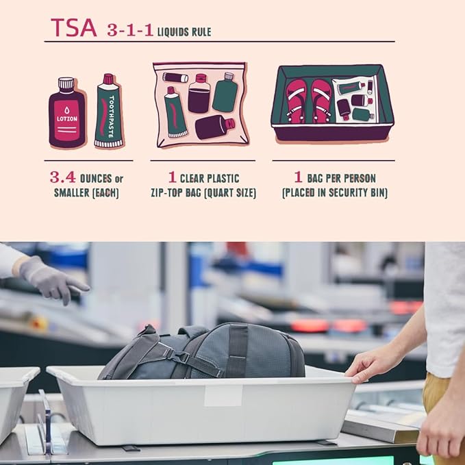 TRODANCE Clear Toiletry Bag, 3 Packs TSA Approved Water resistant Travel Organizer, Airport Airline Travel Essential Carry On Makeup Cosmetic Bags for Women, White - 3 packs