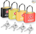 4 Pack TSA Approved Travel Luggage Locks with Keys, Solid Brass Copper Keyed Padlock, ABS Plastic Covered Small Locks for Suitcase, Backpack, Gym Locker, Jewelry Box-by GIVERARE