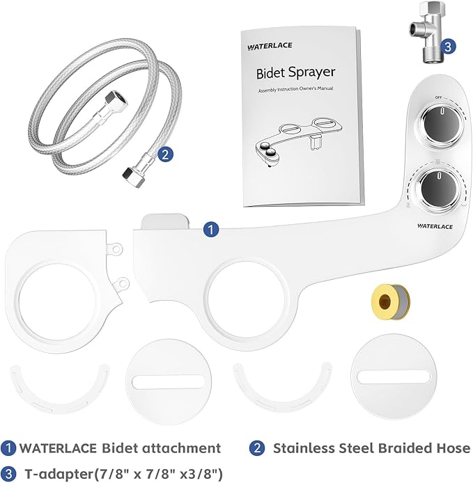 Bidet Attachment for Toilet Seat Water Pressure - Non Electric Bidets Self Cleaning Sprayer - Portable Slim Dual Nozzle Bidet Attachments Toilets - Adjustable Bidets Wash Butt Cleaner for Bathroom