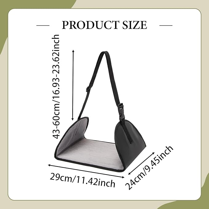 Airplane Travel Foot Hammock Airplane Footrest Portable Adjustable Strap Leg Rest Foot Hanger for Women Men, Black