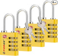 Forge Dual-Opening: Key or Combination Access Lock, TSA Approved Locks for Luggage, Pelican case, Travel, Gym, School, Stainless Steel Shackle.(Yellow, 4 Pk)