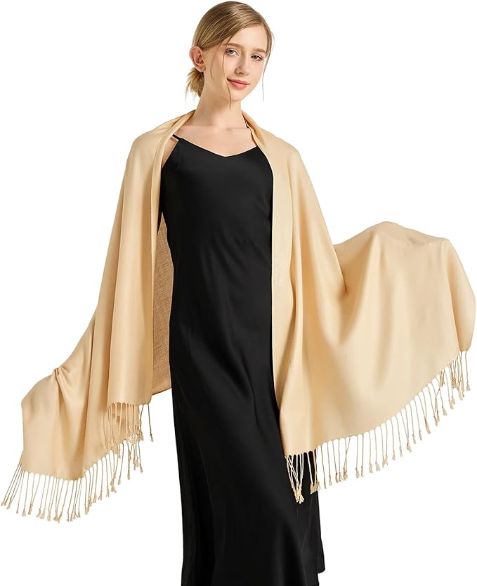 Soft Silky Pashmina Shawl Wraps Solid Colors Scarf for Wedding Evening Dresses