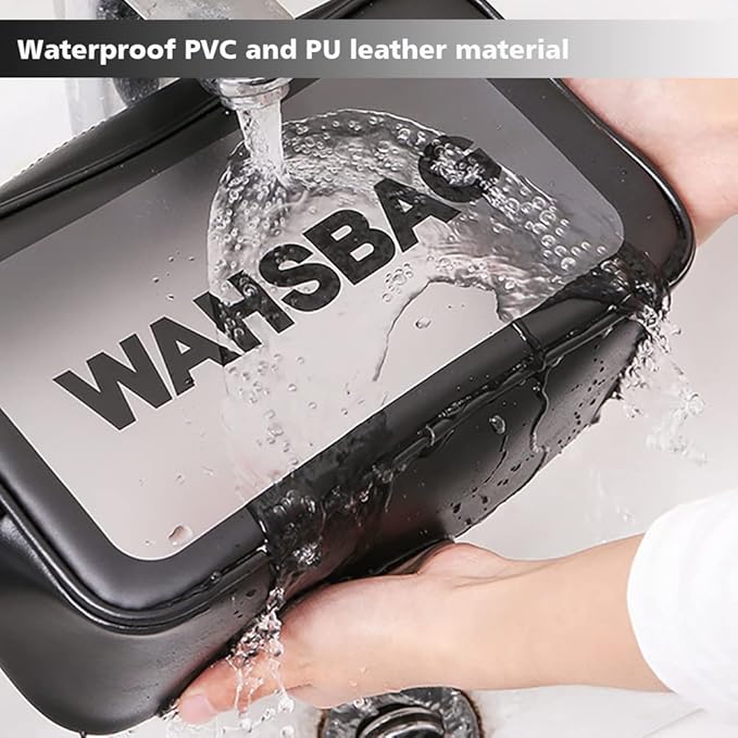 DAPOWER Travel Toiletry Bag for Women and Men, Matte Translucent Toiletry Bag with Handy Handle, Makeup Cosmetic Organizer Bag for Travel Toiletries Accessories (Black-XL)