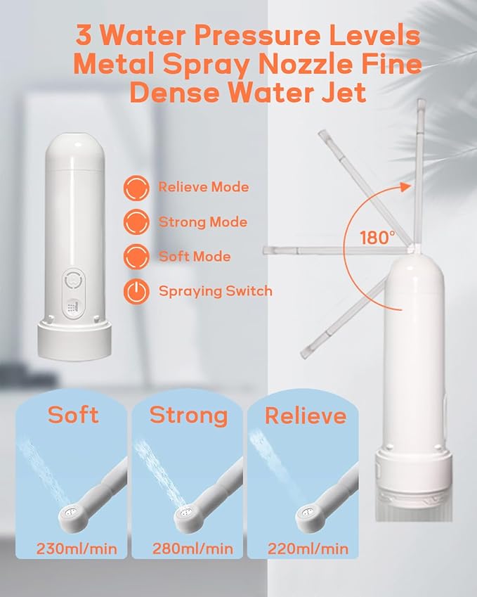 Portable Bidet - Handheld Travel Bidet with 3 High Spraying Modes, USB-C Rechargeable and IPX7 Waterproof Electric Bidet Sprayer for Women and Men Personal Hygiene Cleaning/Soothing Postpartum Care