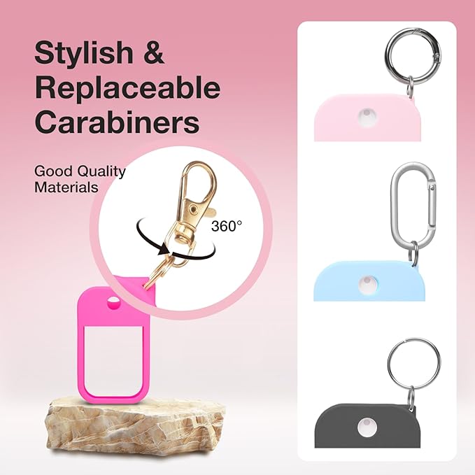 4 PCS Soft Silicone Case for Touchland Power Mist (1FL. OZ./30 mL), Protective and Stylish Case with Keychain Compatible with Touchland Hand Sanitizer Spray (Pink/Hot Pink/Blue/Black)
