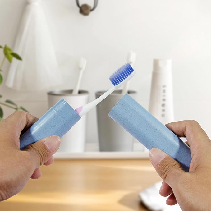 4 Pack Toothbrush Travel Case in 4 Colors. Portable, Breathable Holder. Ideal for Travel, Camping, Home, School, Business. Keeps Toothbrushes Clean, Dry. Compact Design for Easy Carrying.
