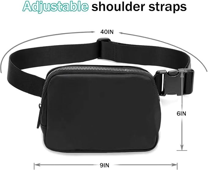 Belt Bag for Women Fanny Pack Dupes, Fashion Crossbody Waist Pack Bag with Adjustable Strap, Everywhere Belt Bag for Travel Outdoors Running Hiking(Black2)