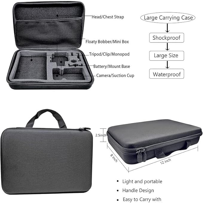 Action Camera Accessories Accessories Kit for Black Carrying Bag Waterproof Housing Case Tripod Set for
