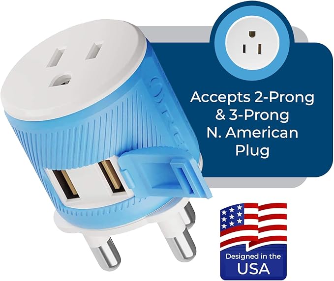 OREI South Africa, Botswana, Namibia Travel Plug Adapter with Dual USB - USA Input - Type M (U2U-10L), Will work with Cell Phones, Camera, Laptop, Tablets, iPad, iPhone