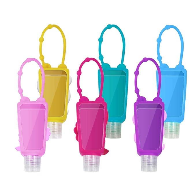 5Pcs Travel Size Kids Empty Hand Sanitizer Bottles with Keychain Holder Detachable Silicone Protective Case 30ml Plastic Travel Bottles Leak Proof Refillable Containers - Unicorn C#
