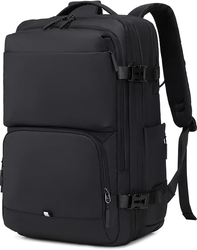 BAGOK Carry On Travel Backpack, 35L-40L Expandable Extra Large Airline Approved,Lightweight Daypack for Men and Women（Black）