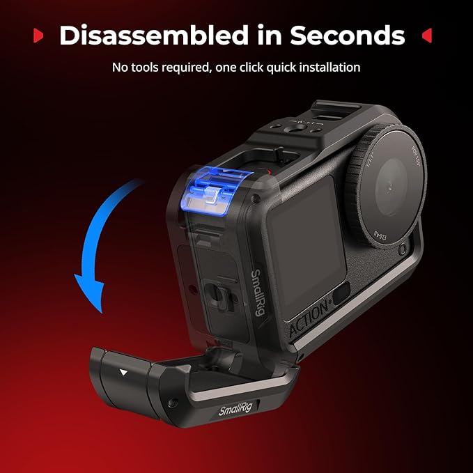 SmallRig Cage for DJI Osmo Action 6 (Advanced Edition), Aluminum Alloy Camera Cage with Cold Shoe, Wrist Strap, Lens Cover, Protective Frame with 1/4"-20 Locating Holes, Action 6 Accessories - 5887
