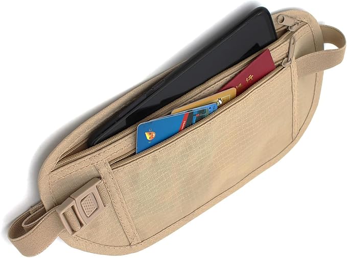 Money Belt, Travel Pouch, Money Belt for Travel, Slim Moneys Pouch Under Clothes, Moneys Bag with Zipper for Cash, Passport Holder