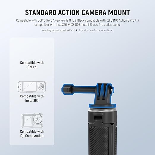 NEEWER Basic Selfie Stick Tripod for DSLR Action Camera Webcam, Mini Vlogging Video Desk Stand Accessories Compatible with GoPro Hero 13 12 Insta360 DJI Osmo Action 5 Pro AKASO EK7000 Brave 4 7, TP46