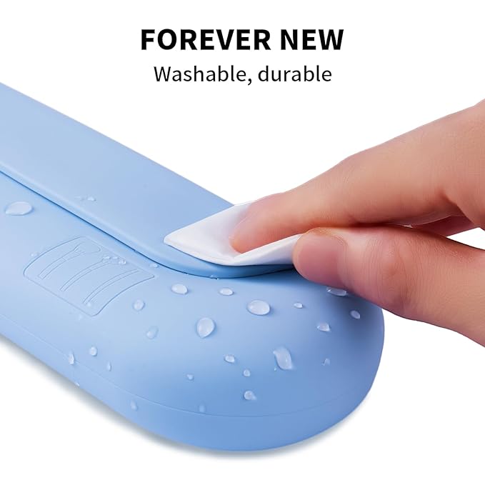 AGIKET 2 IN 1 Silicone Makeup Brush Holder with Beauty Make Up Sponge Holder Case：Soft Portable Cosmetic Face Brushes Holder with Upgrade Anti-Fall Out Magnetic Closure - Blue