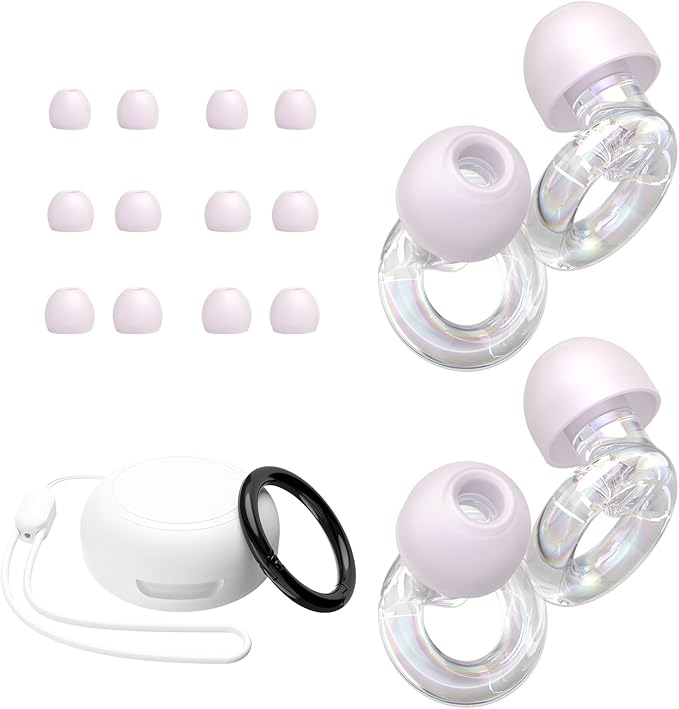 JUSTRVN Ear Plugs for Concert, 2 Pairs of Noise Reduction Earplugs 25dB-30dB with 8 Ear Tips&Carry case,Reusable Hearing Protection earplugs for Sleep,Social,Work,Focus&Noise Sensitivity