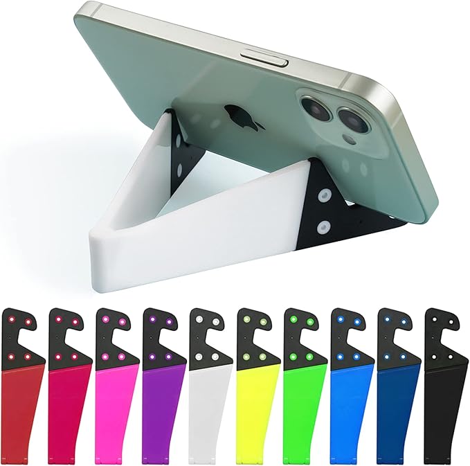 Kemoxan 10 Pack Foldable Small Phone Stand for Desk, Pocket Portable Kickstand, Colourful Cell Phone Travel Mount Compatible with Universal iPhone IPads Android