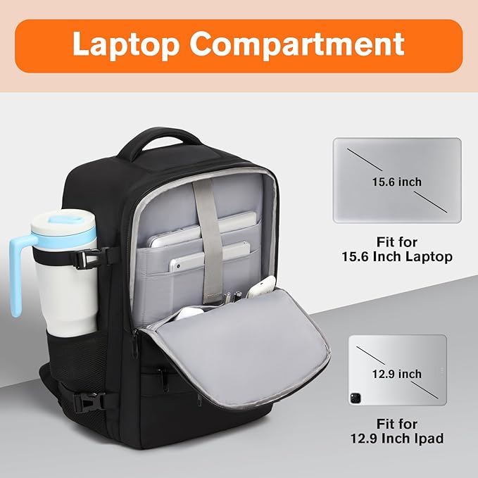 Practical Laptop Backpack, Next-Gen Bag for School Work Leisure & Travel, Luggage-Style Fashional Pack (All Black, XL (8x12.8x18.5))