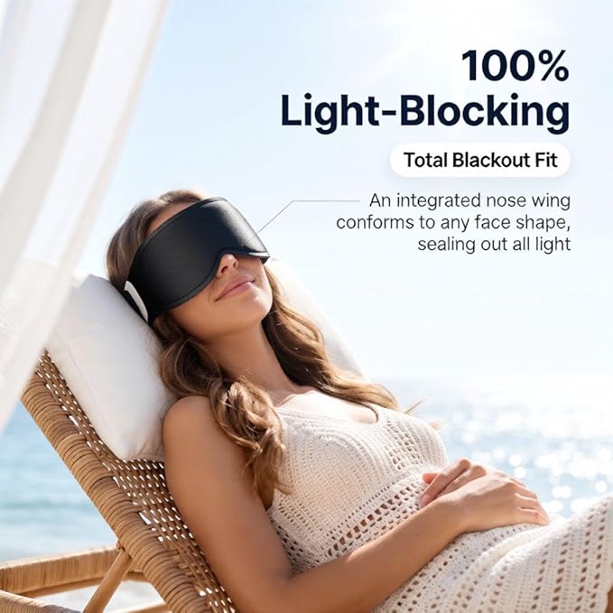 100% Blackout Weighted Sleep Mask: 3D Contoured Eye Mask with Full Coverage for Lash Extension - Soft Memory Foam,Adjustable Size - Eye Cover for Airplane Travel Essential,Meditation Blindfold
