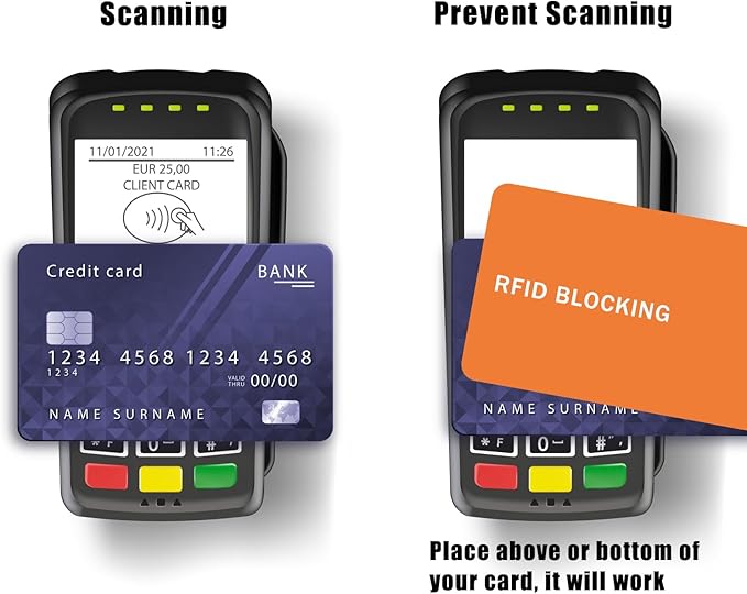 RFID Blocking Card - 3 Pack, Contactless NFC Credit Card ID Protection Safe Bank Card Passport Entire Wallet Purse Shield Protector Blocker Guard (Pack of 3, Orange)