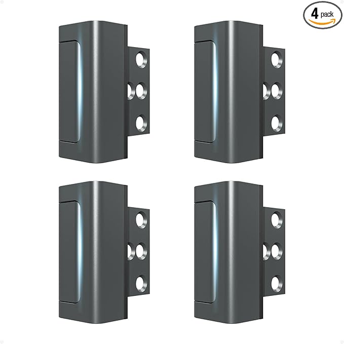 Door Reinforcement Lock,4PACK Home Security Door Lock Withstands 800 lbs, Childproof Top Door Lock Latch for Toddlers Safety, Inside Night Defender for Inward Swinging Doors