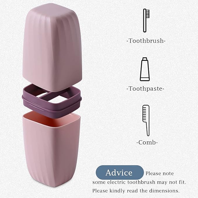 Travel Toothbrush Cup Case,Toothbrush Holder with Cover Travel Toothbrush Containers Portable Toothpaste Storage Toothbrush Case and Carrier for Camping School Business Trip Bathroom (Light Blue)