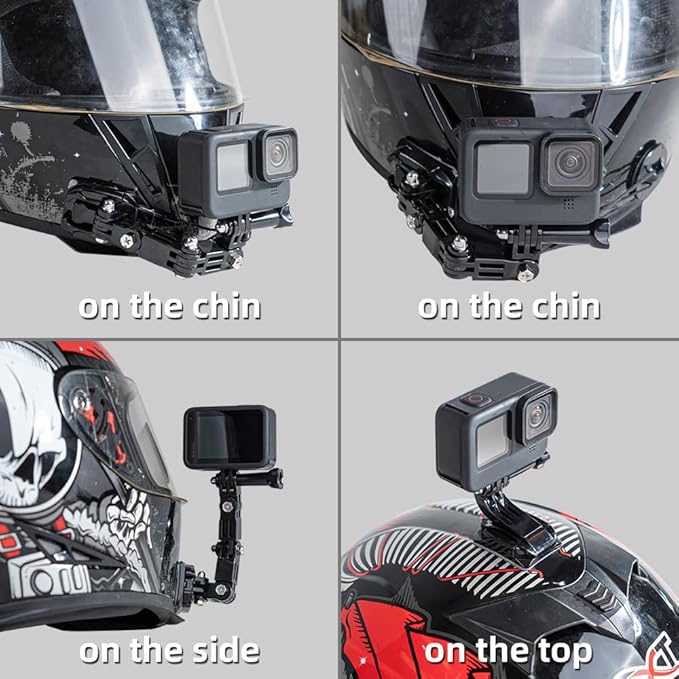 SUREWO Motorcycle Helmet Chin Mount Kits Compatible with GoPro Hero 13 12 11 10 9 8 7 6 5 Black,DJI Osmo Action 5 pro/4/3/2/AKASO/Campark/YI Action Camera,Insta360 Camera and More
