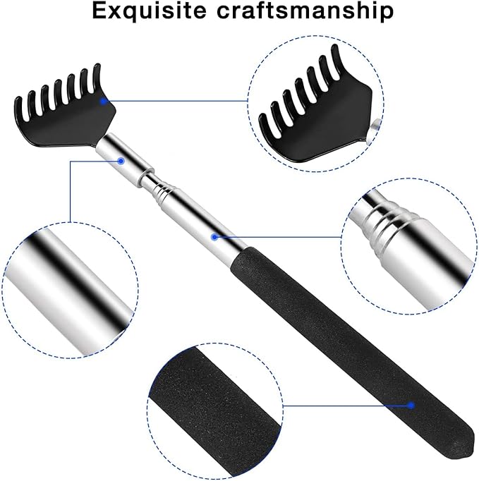 Kuvvfe 2 Pack Portable Extendable Back Scratcher, Stainless Steel Telescoping Back Scratcher with Beautiful Present Packaging