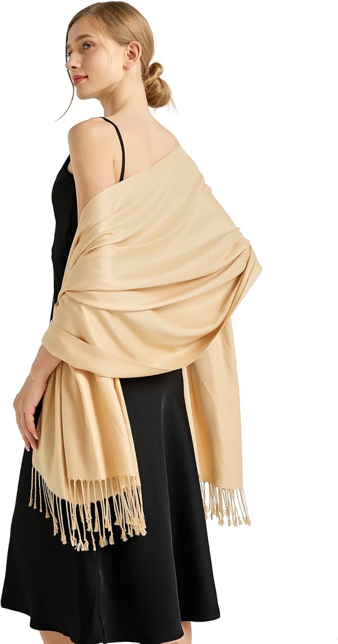 Soft Silky Pashmina Shawl Wraps Solid Colors Scarf for Wedding Evening Dresses