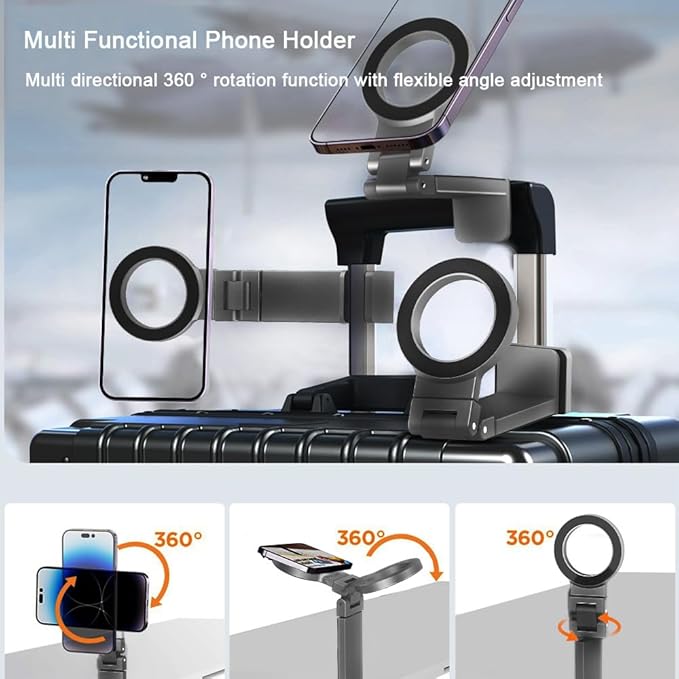 Universal Magnetic Airplane Phone Holder Multi-Directional 360° Rotation Phone Mount Flexible Rotation Travel Essentials Adjustable Phone Stand