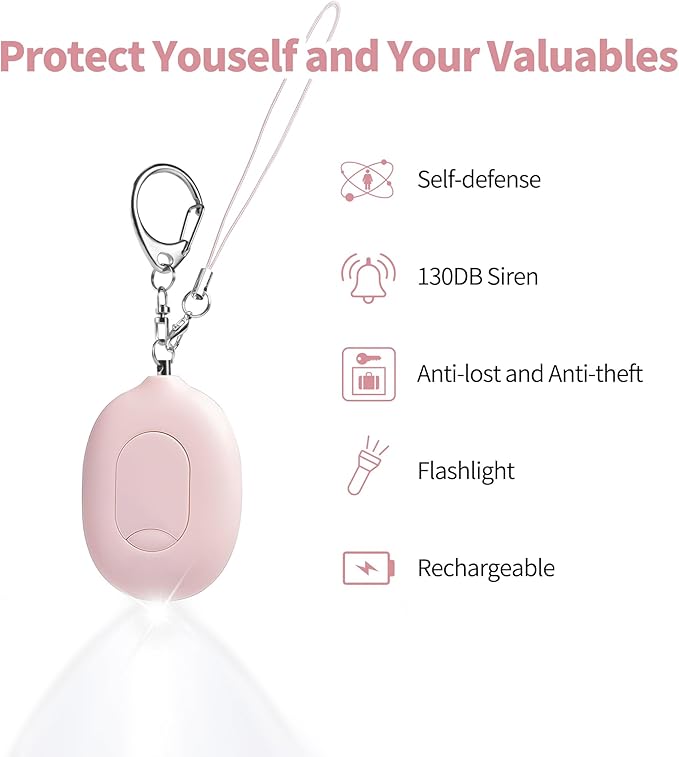 Door Stopper Security Alarm, Door Stopped Alarm When Opened, 130dB Loud Portable Vibration Sensor Door Stop Alarm with LED Flashing, USB Rechargeable for Travel Hotel Home Apartment Safety