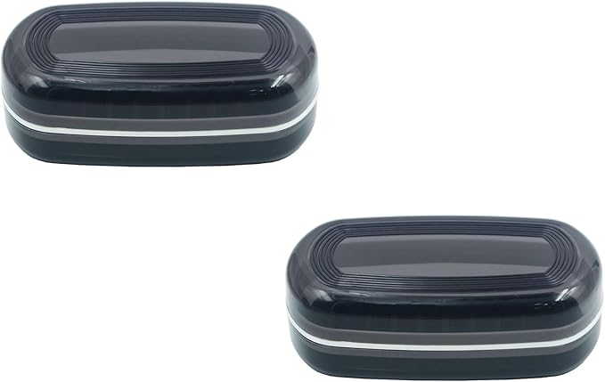 2 Pack Travel Soap Case Holder,Portable Soap Box with Draining Layer for Shower,Bathroom,Camping,Hiking,Gym (Black)-Large